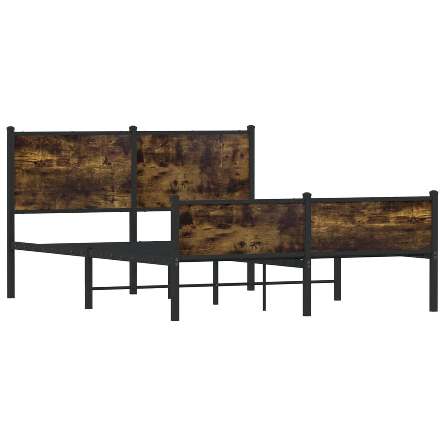 Bedframe hoofd- en voeteneinde metaal gerookt eiken 140x200 cm