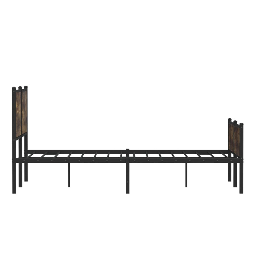 Bedframe hoofd- en voeteneinde metaal gerookt eiken 140x200 cm