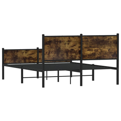 Bedframe hoofd- en voeteneinde metaal gerookt eiken 140x200 cm