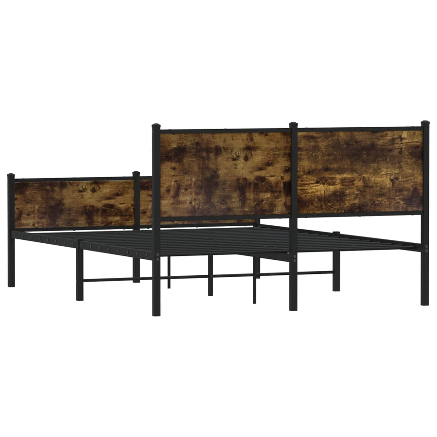 Bedframe hoofd- en voeteneinde metaal gerookt eiken 140x200 cm