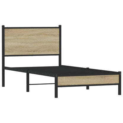 Bedframe zonder matras metaal sonoma eikenkleurig 75x190 cm