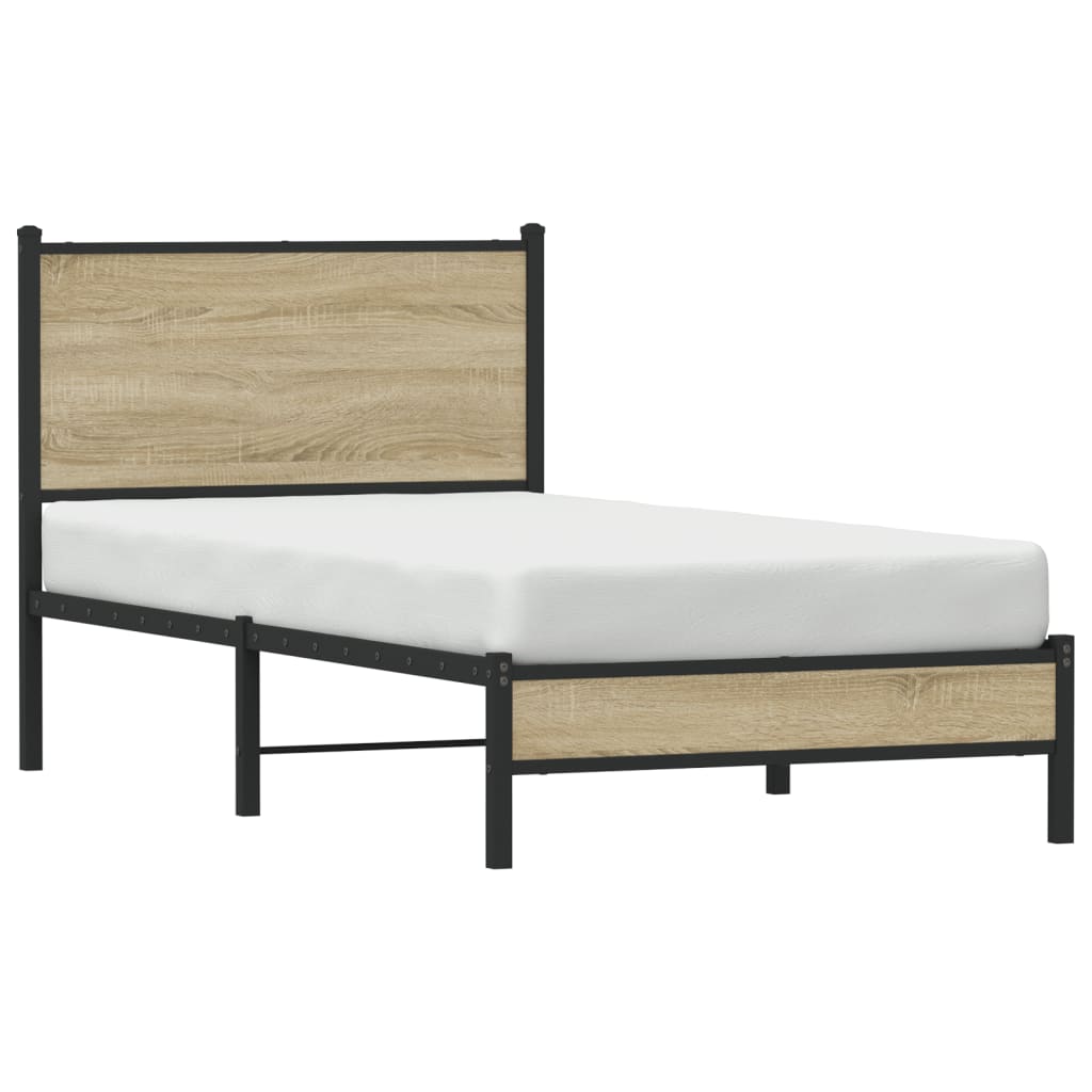 Bedframe zonder matras metaal sonoma eikenkleurig 75x190 cm