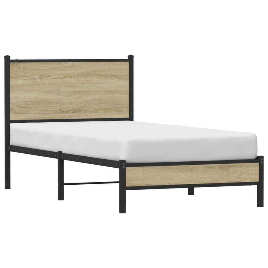 Bedframe zonder matras metaal sonoma eikenkleurig 75x190 cm
