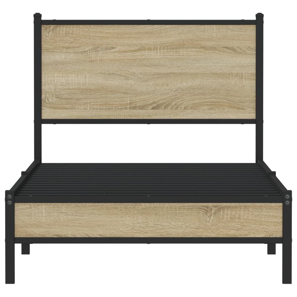 Bedframe zonder matras metaal sonoma eikenkleurig 75x190 cm