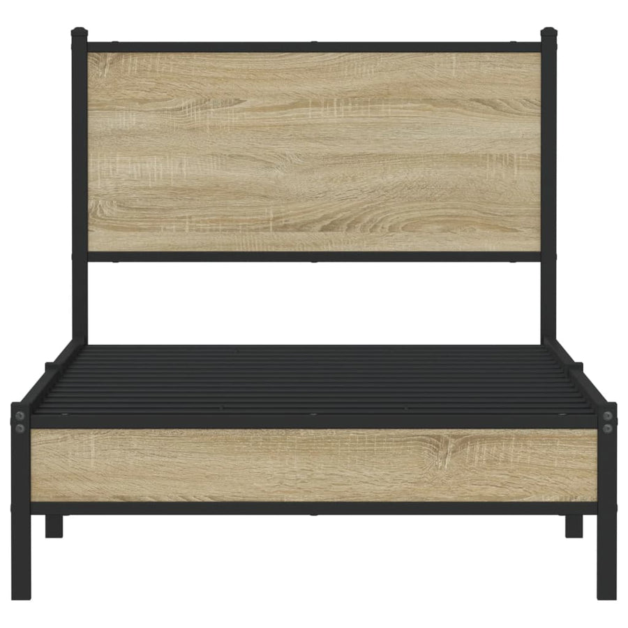 Bedframe zonder matras metaal sonoma eikenkleurig 75x190 cm