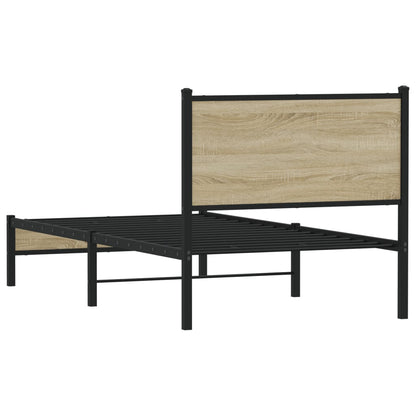 Bedframe zonder matras metaal sonoma eikenkleurig 75x190 cm