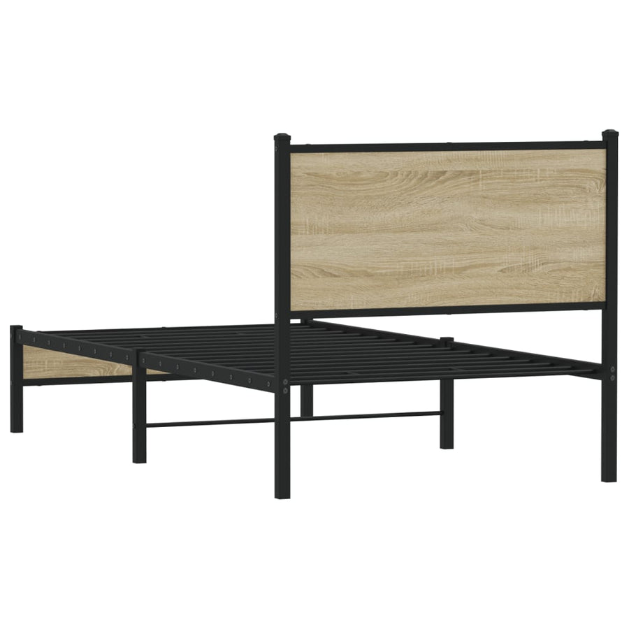 Bedframe zonder matras metaal sonoma eikenkleurig 75x190 cm