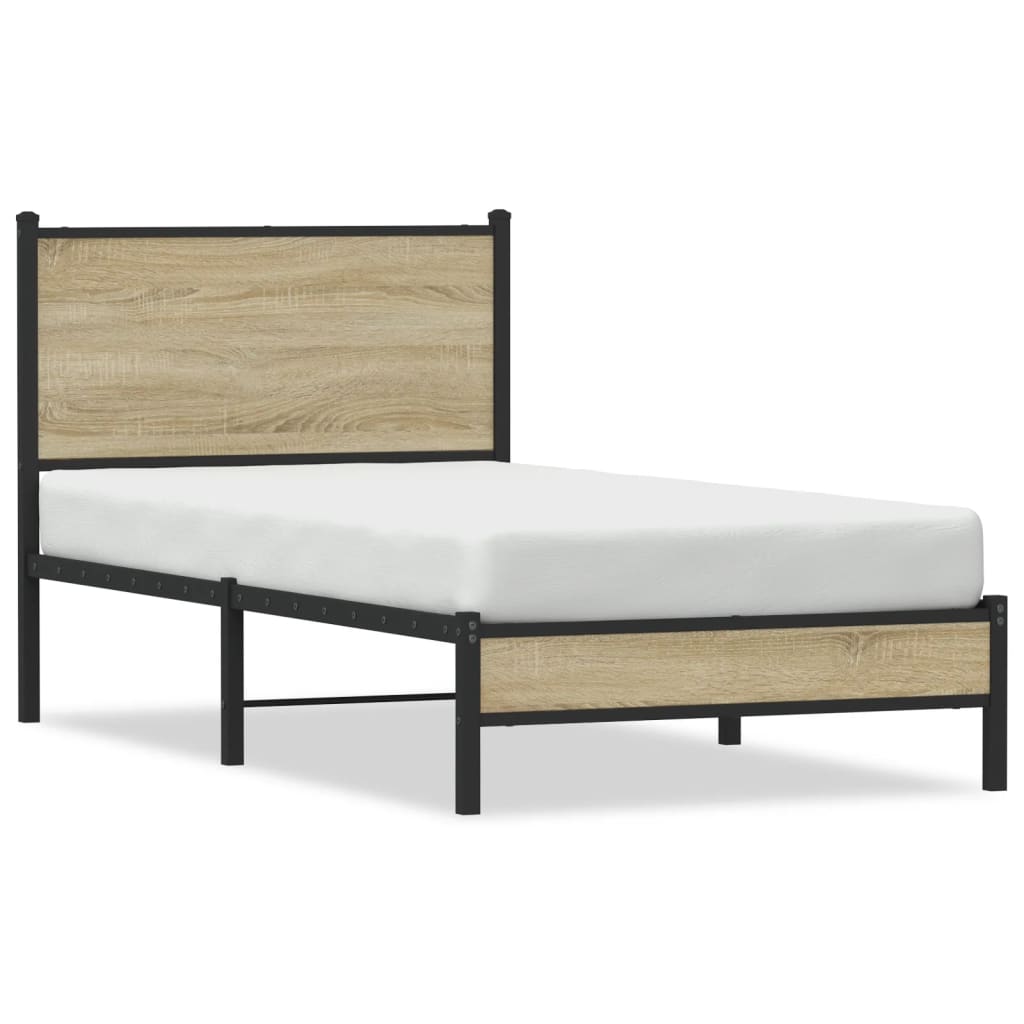 Bedframe Zonder Matras Metaal Kleurig 90 x 190 cm Sonoma eiken