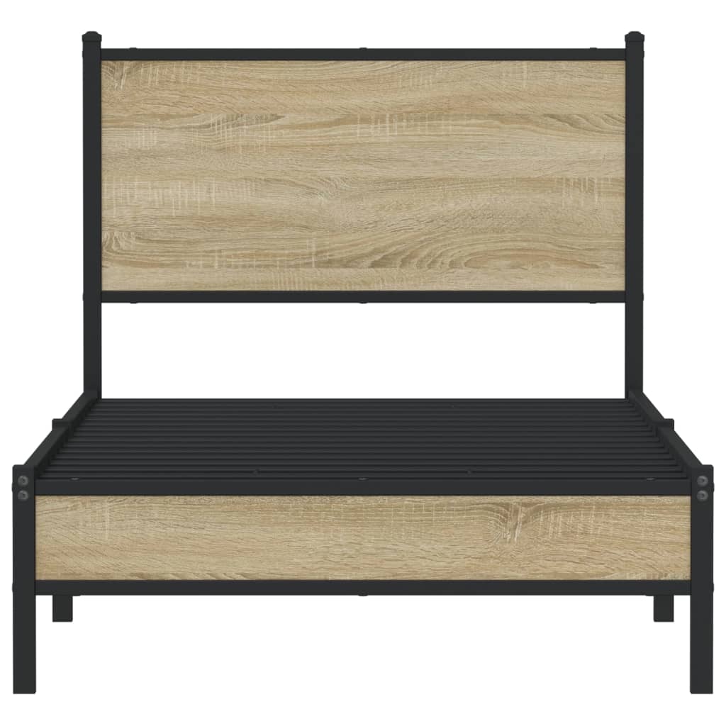 Bedframe Zonder Matras Metaal Kleurig 90 x 190 cm Sonoma eiken