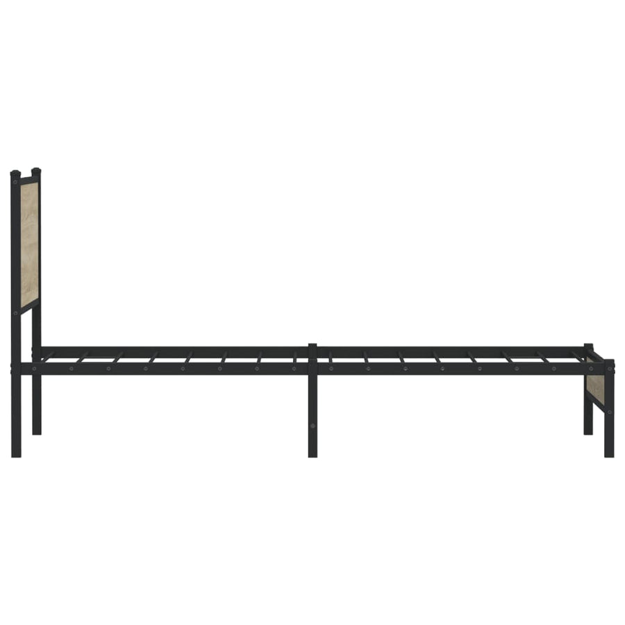 Bedframe met hoofdbord metaal sonoma eikenkleurig 90x200 cm