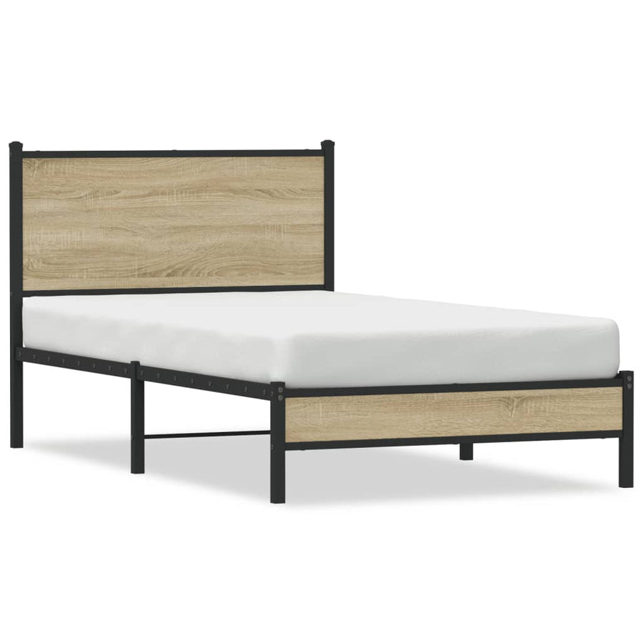 Bedframe Zonder Matras Metaal Kleurig 100 x 190 cm Sonoma eiken