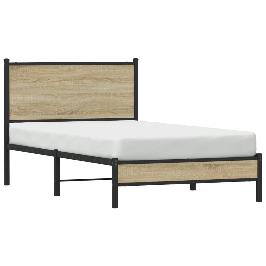 Bedframe Zonder Matras Metaal Kleurig 100 x 190 cm Sonoma eiken