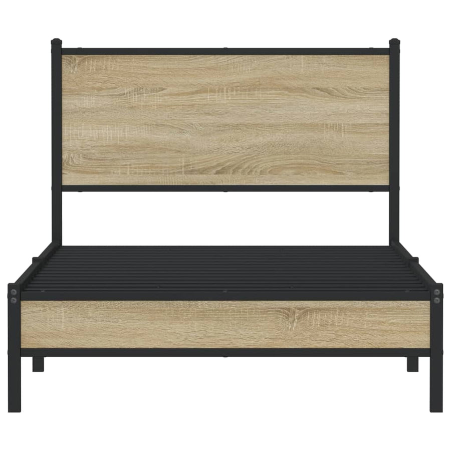 Bedframe met hoofdbord metaal sonoma eikenkleurig 100x200 cm