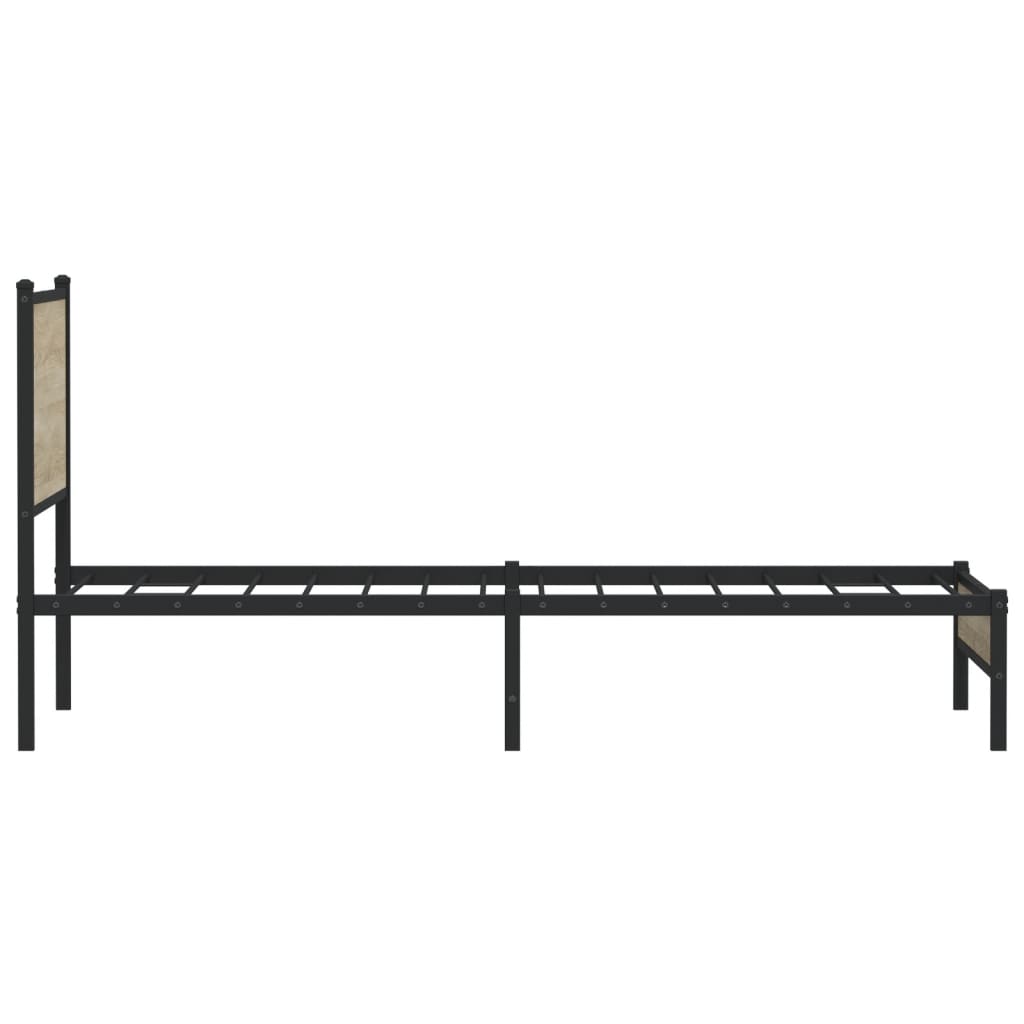 Bedframe met hoofdbord metaal sonoma eikenkleurig 100x200 cm