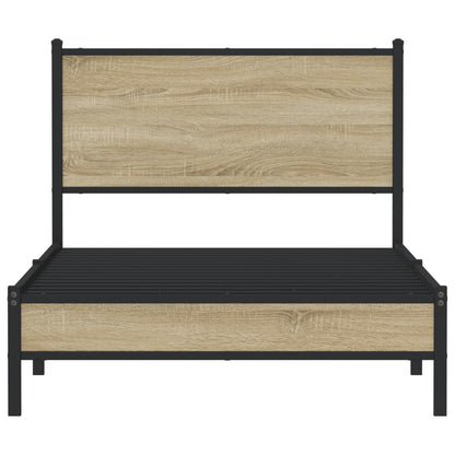 Bedframe met hoofdbord metaal sonoma eikenkleurig 107x203 cm