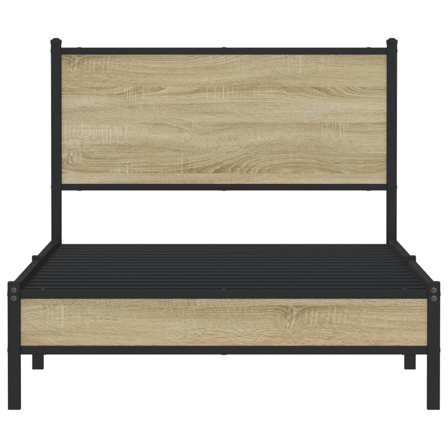 Bedframe met hoofdbord metaal sonoma eikenkleurig 107x203 cm