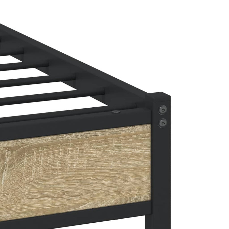 Bedframe met hoofdbord metaal sonoma eikenkleurig 107x203 cm