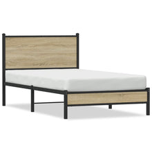 Bedframe met hoofdbord metaal sonoma eikenkleurig 107x203 cm