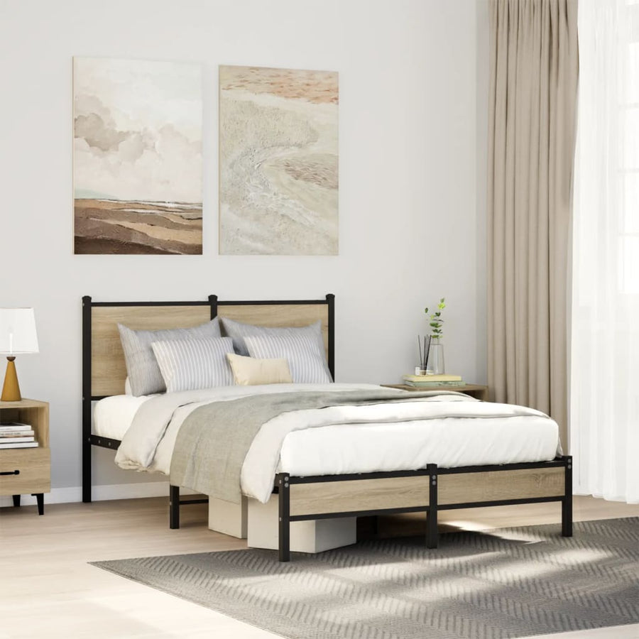 Bedframe Zonder Matras Metaal Kleurig 120 x 190 cm Sonoma eiken