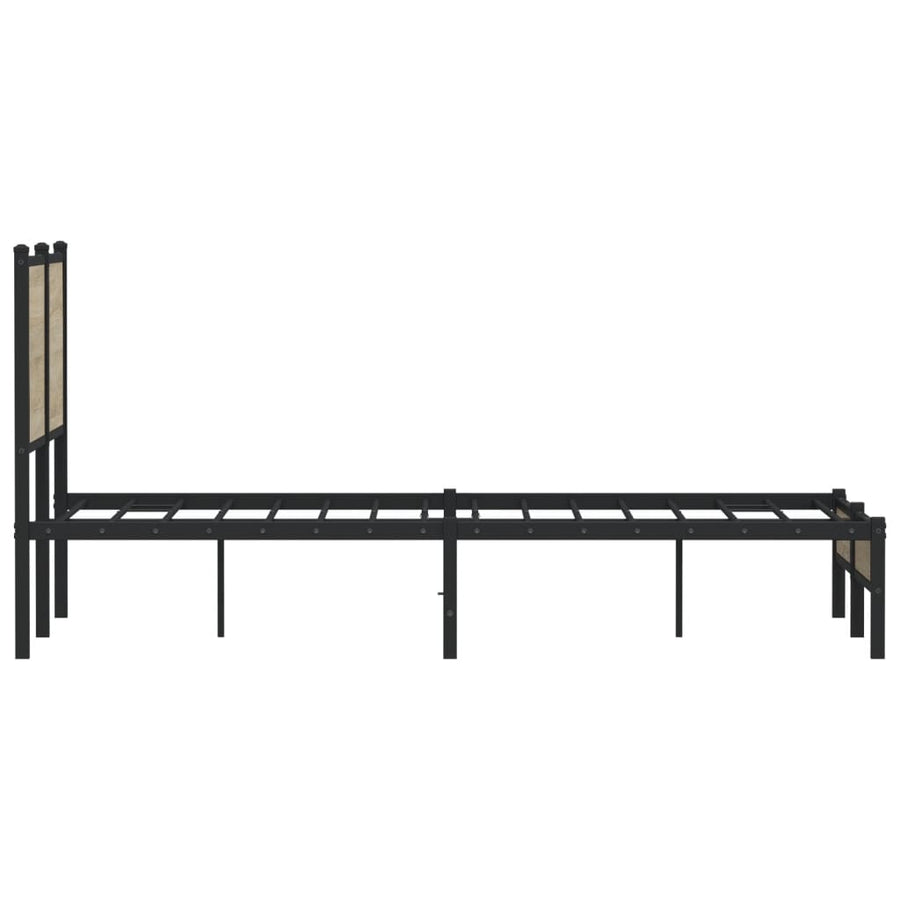 Bedframe met hoofdbord metaal sonoma eikenkleurig 120x200 cm