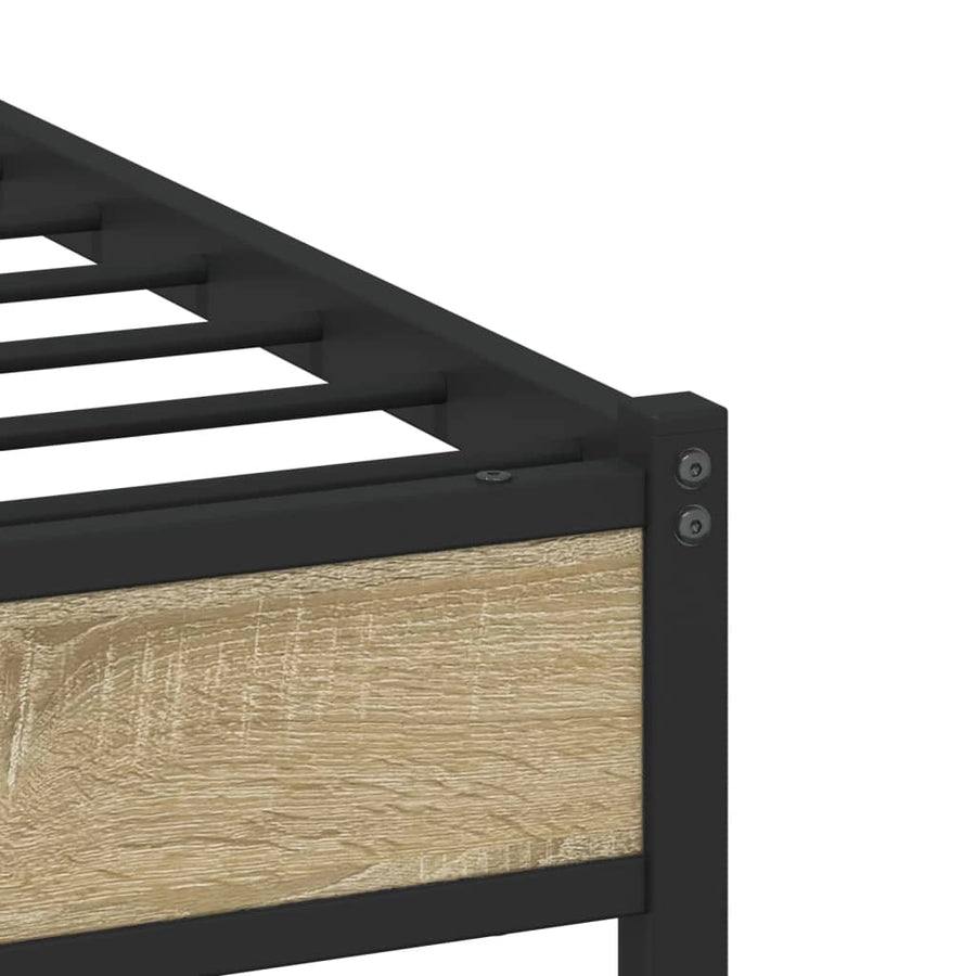 Bedframe met hoofdbord metaal sonoma eikenkleurig 120x200 cm