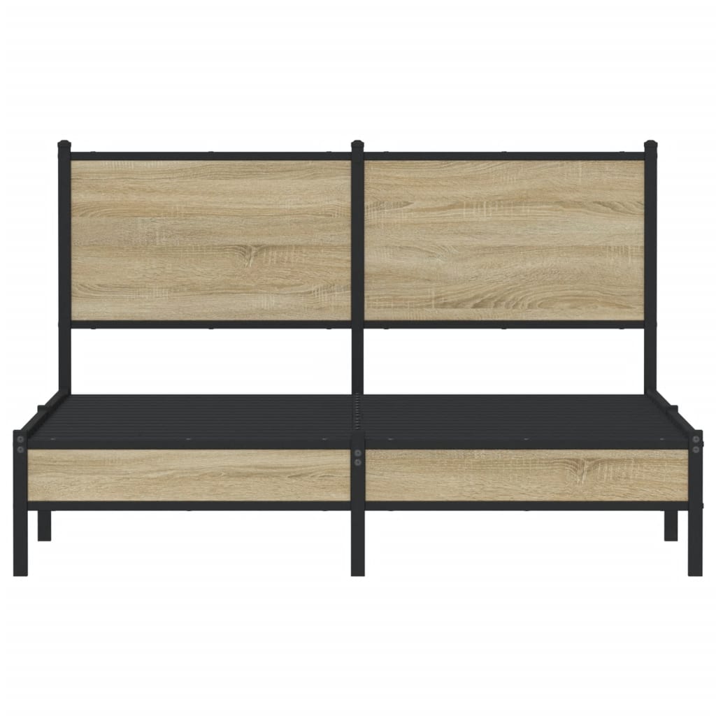 Bedframe met hoofdbord metaal sonoma eikenkleurig 137x190 cm