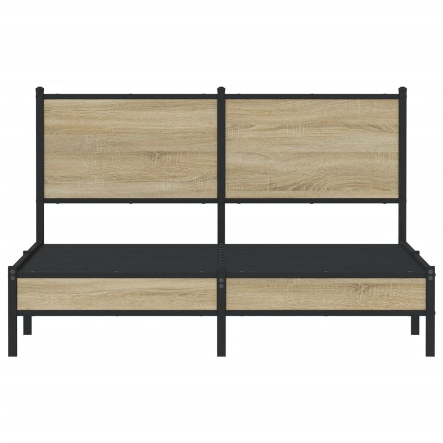Bedframe met hoofdbord metaal sonoma eikenkleurig 137x190 cm