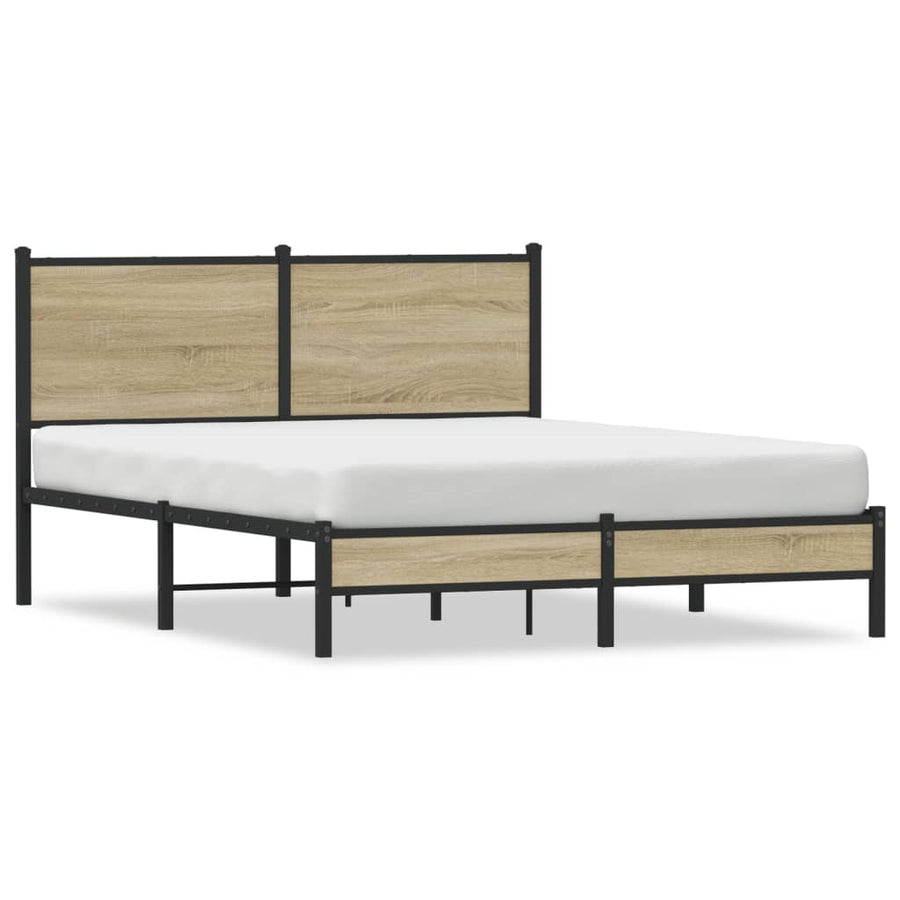 Bedframe Zonder Matras Metaal Kleurig 140 x 190 cm Sonoma eiken