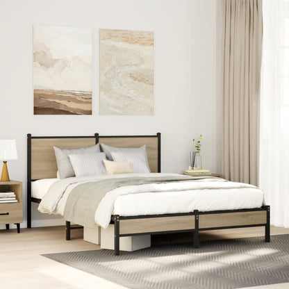 Bedframe Zonder Matras Metaal Kleurig 140 x 190 cm Sonoma eiken
