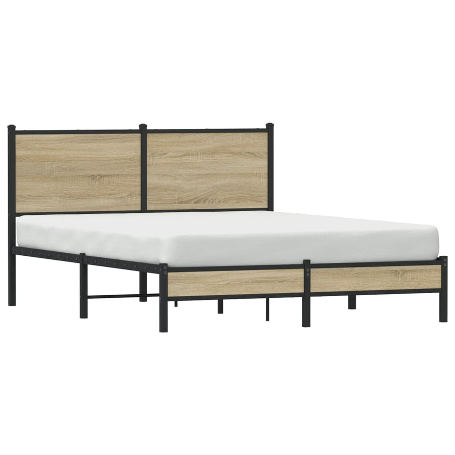 Bedframe met hoofdbord metaal sonoma eikenkleurig 140x200 cm