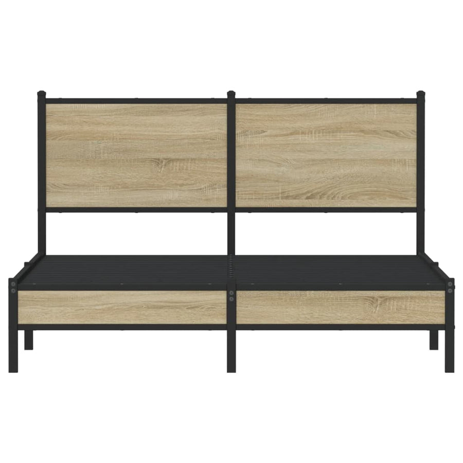 Bedframe met hoofdbord metaal sonoma eikenkleurig 140x200 cm