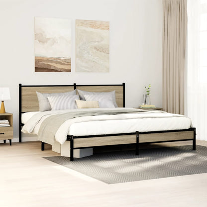 Bedframe Zonder Matras Metaal Kleurig 160 x 200 cm Sonoma eiken