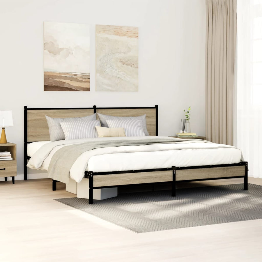 Bedframe Zonder Matras Metaal Kleurig 160 x 200 cm Sonoma eiken