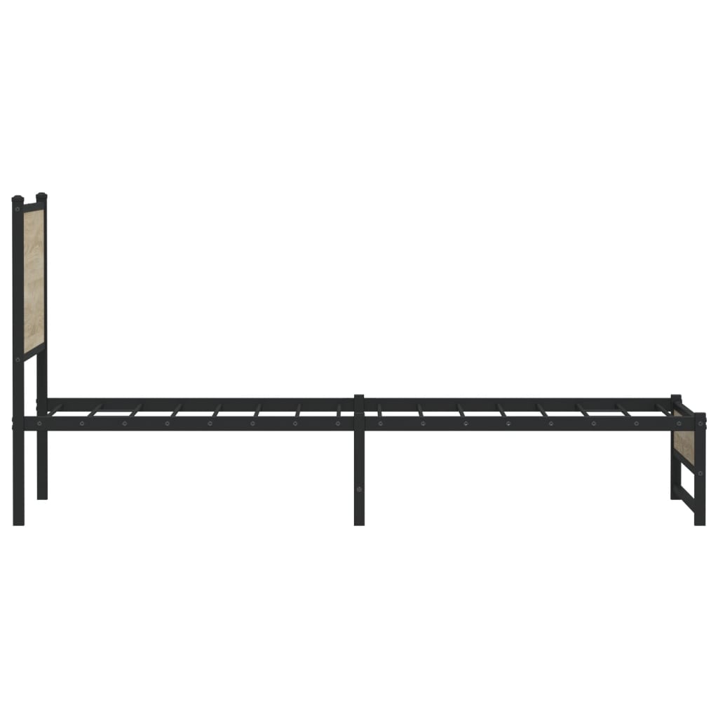 Bedframe met hoofdbord metaal sonoma eikenkleurig 75x190 cm