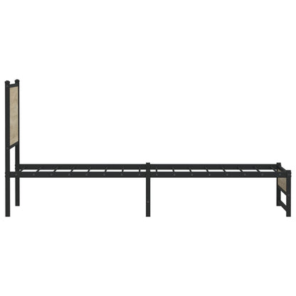 Bedframe met hoofdbord metaal sonoma eikenkleurig 75x190 cm
