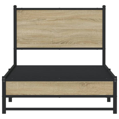 Bedframe met hoofdbord metaal sonoma eikenkleurig 80x200 cm