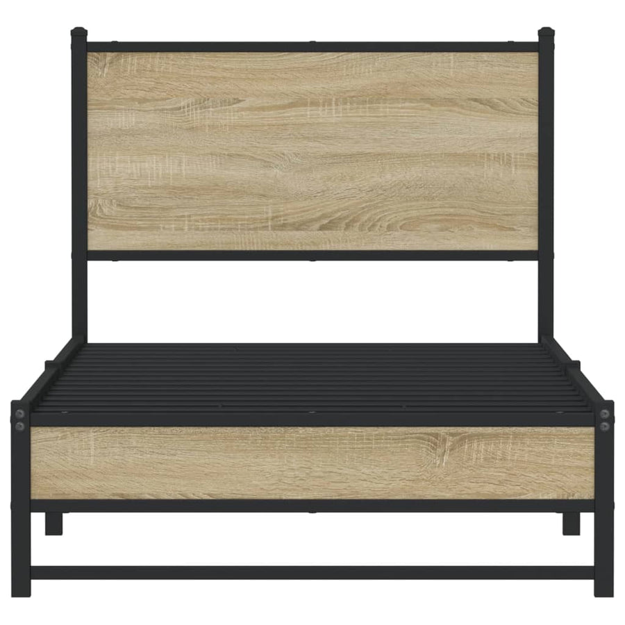 Bedframe met hoofdbord metaal sonoma eikenkleurig 80x200 cm