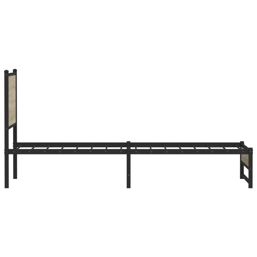 Bedframe met hoofdbord metaal sonoma eikenkleurig 90x190 cm