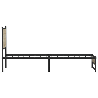 Bedframe met hoofdbord metaal sonoma eikenkleurig 90x200 cm