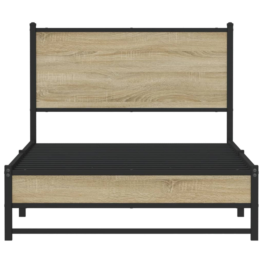 Bedframe met hoofdbord metaal sonoma eikenkleurig 100x190 cm