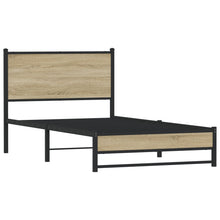 Bedframe met hoofdbord metaal sonoma eikenkleurig 100x200 cm