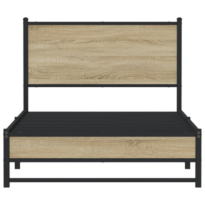 Bedframe met hoofdbord metaal sonoma eikenkleurig 100x200 cm