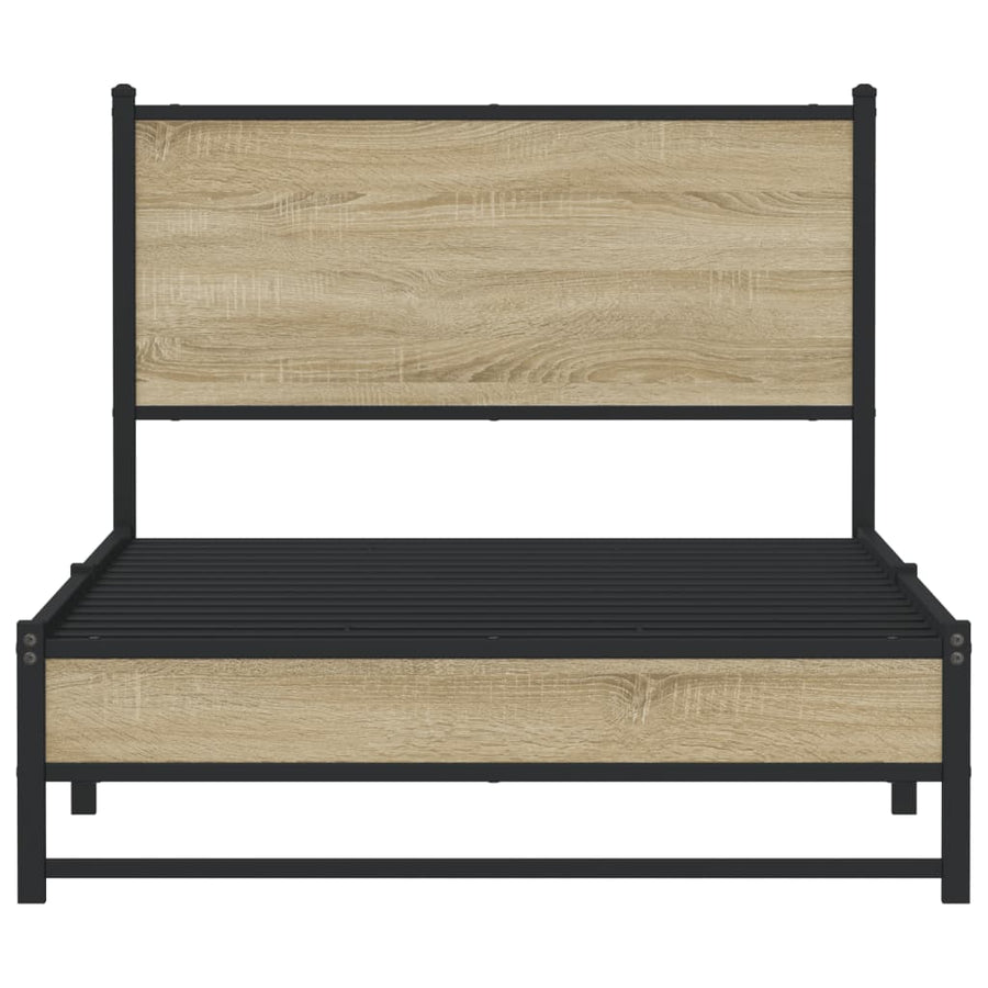 Bedframe met hoofdbord metaal sonoma eikenkleurig 100x200 cm