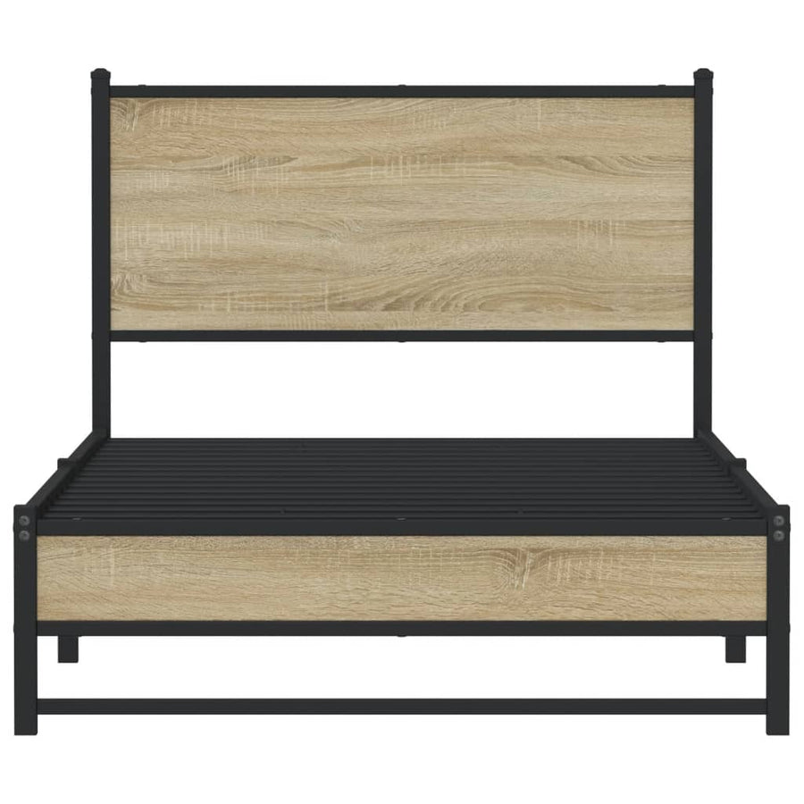 Bedframe met hoofdbord metaal sonoma eikenkleurig 107x203 cm