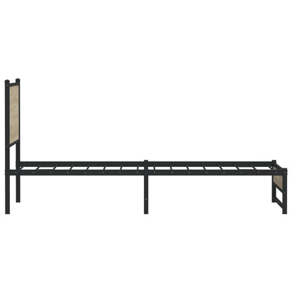 Bedframe met hoofdbord metaal sonoma eikenkleurig 107x203 cm