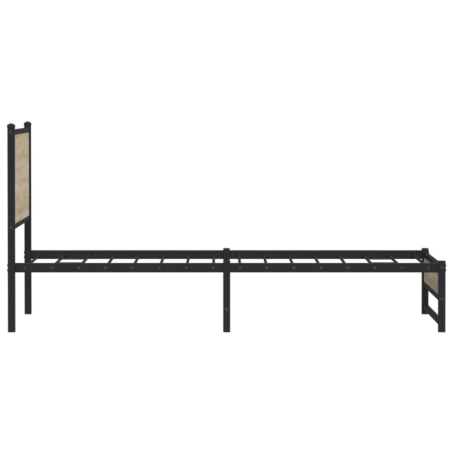 Bedframe met hoofdbord metaal sonoma eikenkleurig 107x203 cm