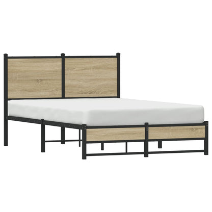 Bedframe met hoofdbord metaal sonoma eikenkleurig 120x190 cm