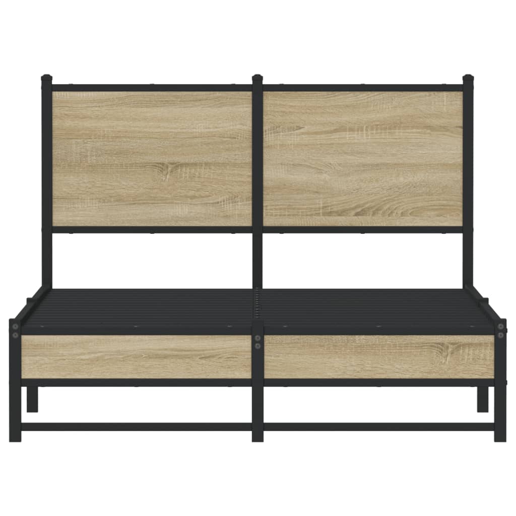 Bedframe met hoofdbord metaal sonoma eikenkleurig 120x190 cm