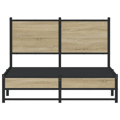 Bedframe met hoofdbord metaal sonoma eikenkleurig 120x190 cm
