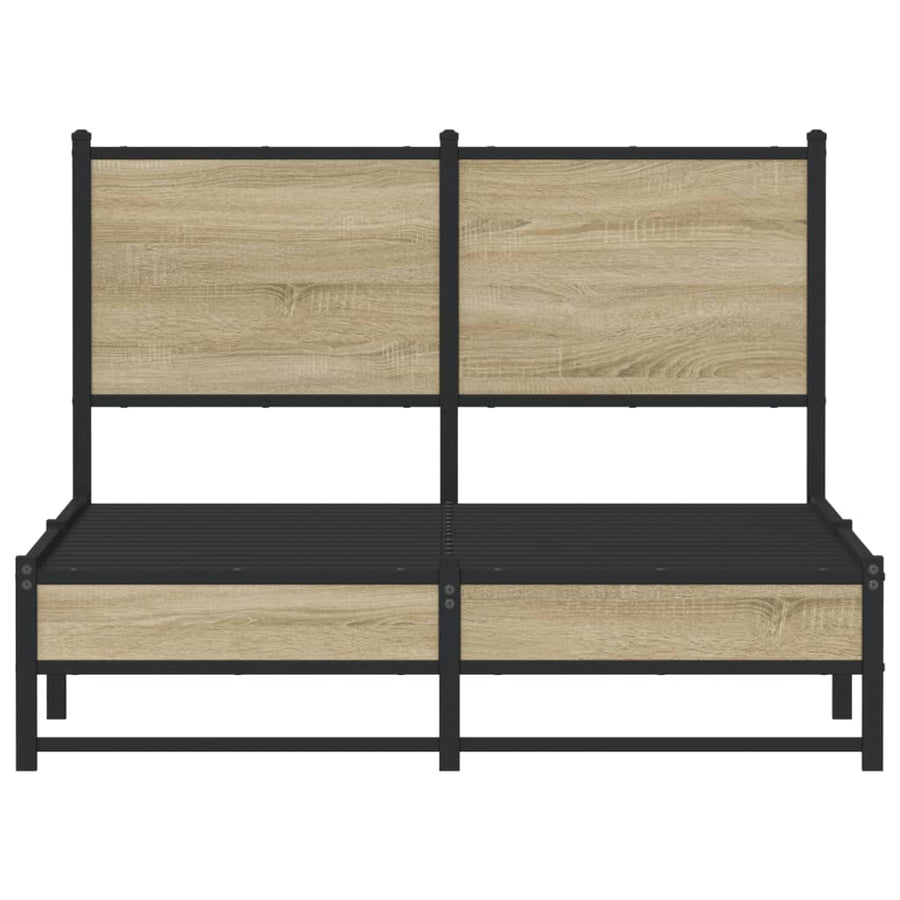 Bedframe met hoofdbord metaal sonoma eikenkleurig 120x190 cm